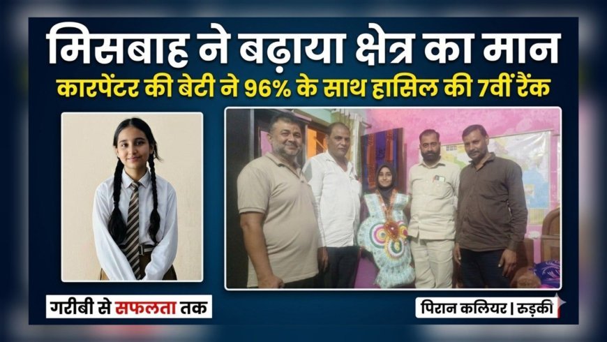 कारपेंटर की बेटी मिसबाह ने रचा इतिहास, इंटरमीडिएट में प्रदेश में 7वीं रैंक हासिल