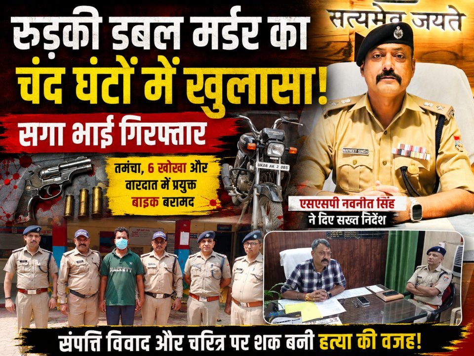 रुड़की डबल मर्डर का चंद घंटों में खुलासा, सगा भाई गिरफ्तार