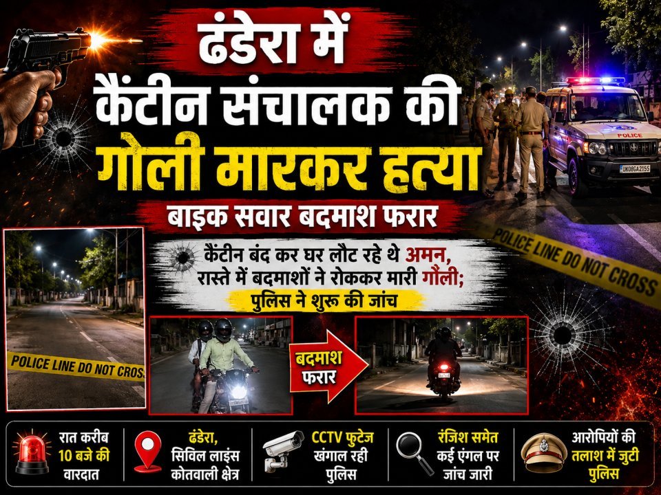 ढंडेरा में कैंटीन संचालक की गोली मारकर हत्या, बाइक सवार बदमाश फरार