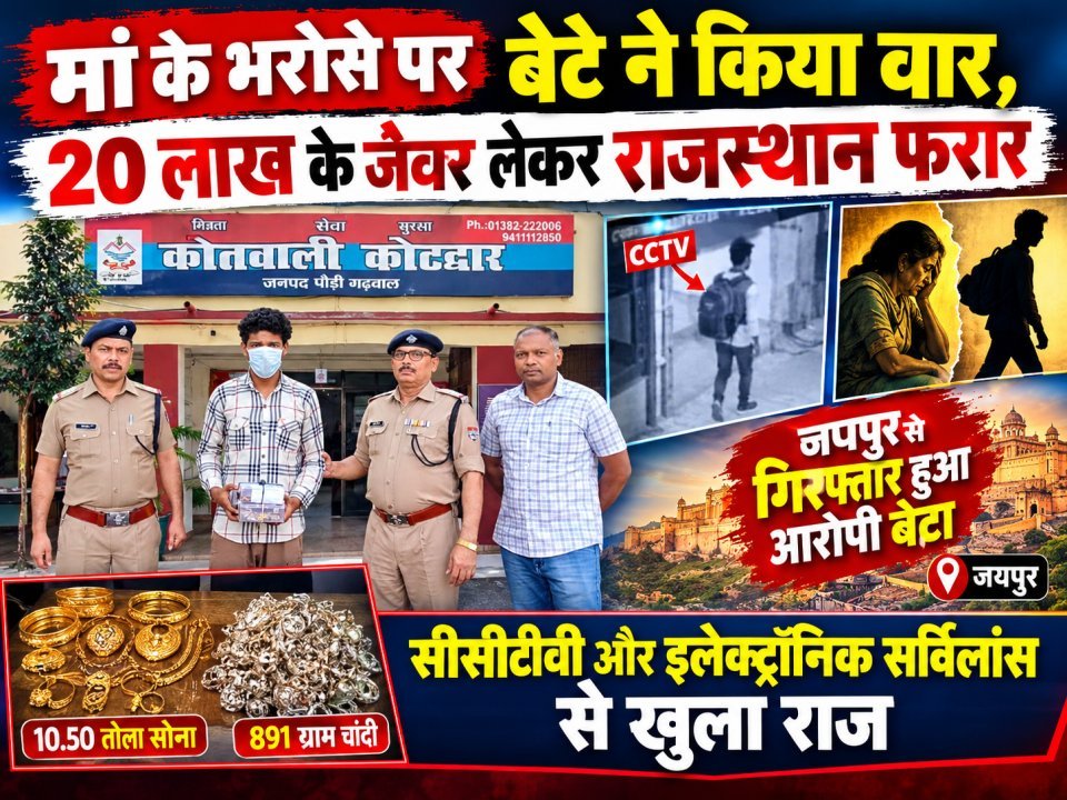मां के भरोसे पर बेटे ने किया वार, 20 लाख के जेवर लेकर राजस्थान फरार