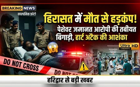 हिरासत में पेशेवर जमानत के आरोपी की मौत से मचा हड़कंप, तबीयत बिगड़ने पर अस्पताल ले जाया गया, शुरुआती जांच में हार्ट अटैक की आशंका..