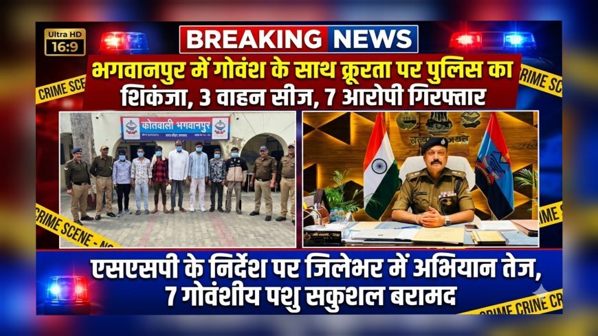 भगवानपुर में गोवंश के साथ क्रूरता पर पुलिस का शिकंजा, 3 वाहन सीज, 7 आरोपी गिरफ्तार