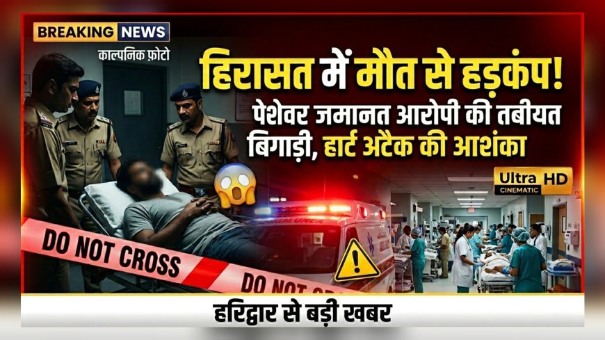 हिरासत में पेशेवर जमानत के आरोपी की मौत से मचा हड़कंप, तबीयत बिगड़ने पर अस्पताल ले जाया गया, शुरुआती जांच में हार्ट अटैक की आशंका..