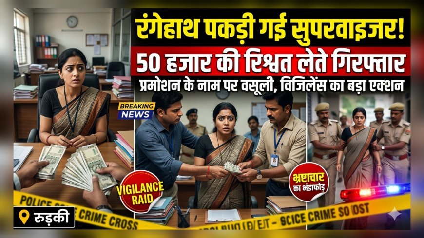 प्रमोशन के नाम पर वसूली कर रही सुपरवाइजर मैडम को विजिलेंस टीम ने  रंगेहाथ दबोचा, 50 हजार की मांगी थी रिश्वत..