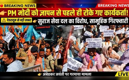 पीएम मोदी को ज्ञापन देने जा रहे सुराज सेवादल कार्यकर्ताओं को पुलिस ने रोका, हुई सामूहिक गिरफ्तारी।