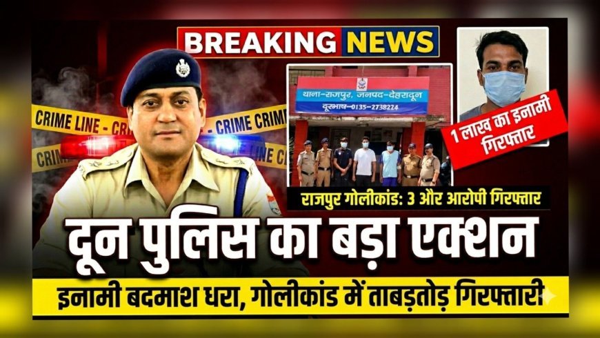 दून में पुलिस का बड़ा धमाका: 1 लाख का इनामी बदमाश पकड़ा, राजपुर गोलीकांड में 3 और गिरफ्तार