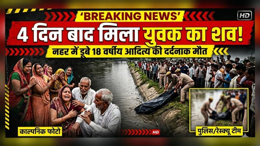 नहर में डूबे युवक का शव 4 दिन बाद बरामद, परिवार में मचा कोहराम