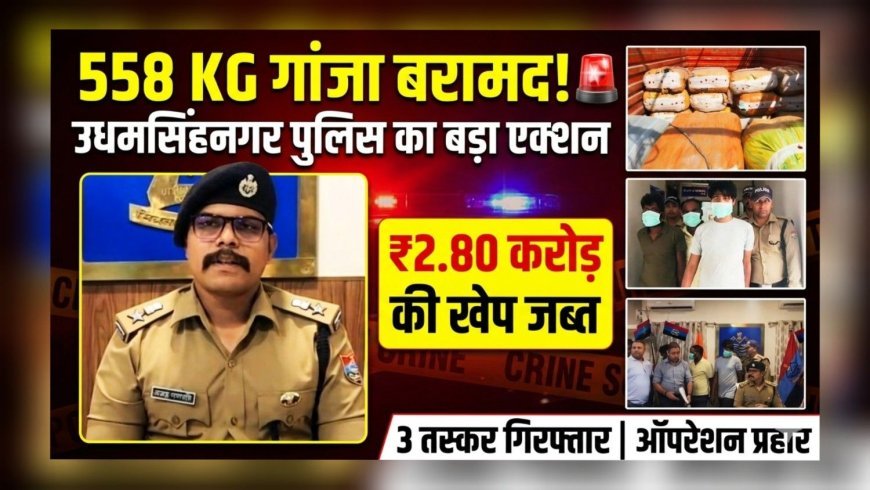 रुद्रपुर में पुलिस का बड़ा प्रहार: 558 किलो गांजा बरामद, 3 तस्कर गिरफ्तार