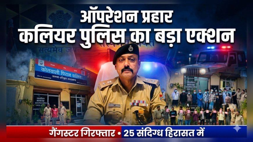 एसएसपी हरिद्वार के निर्देश पर “ऑपरेशन प्रहार” में कलियर पुलिस का एक्शन, गैंगस्टर गिरफ्तार व 25 संदिग्ध हिरासत में