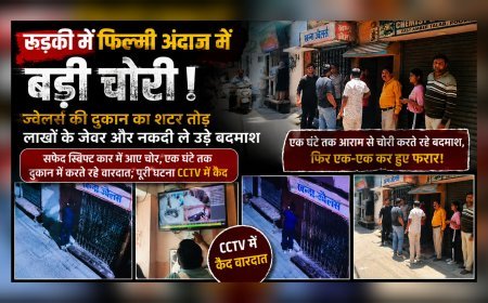 रुड़की में फिल्मी अंदाज़ में बड़ी चोरी: ज्वेलर्स की दुकान का शटर तोड़ लाखों के जेवर और नकदी ले उड़े बदमाश